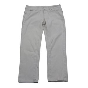 NV Pants Girls 9 White Canvas Flat Front Straight Pockets Jeans